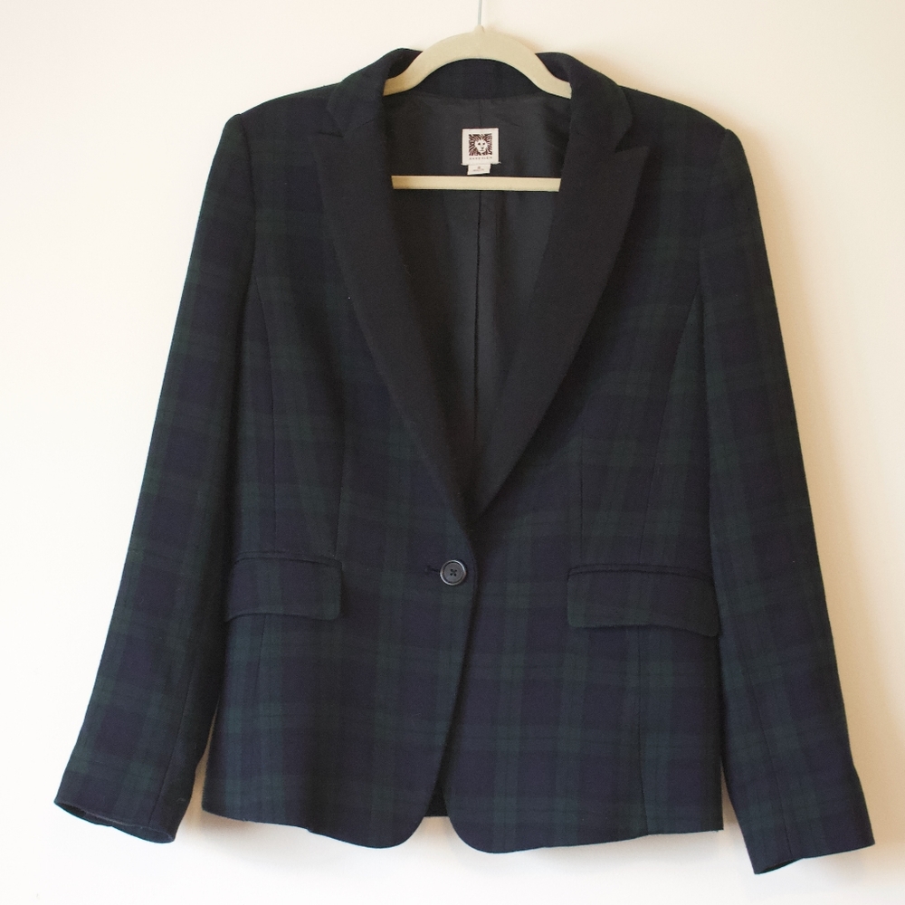 Vintage | Blue and Green Tartan Blazer